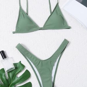 High rise hunter green bikini NEVER WORN
